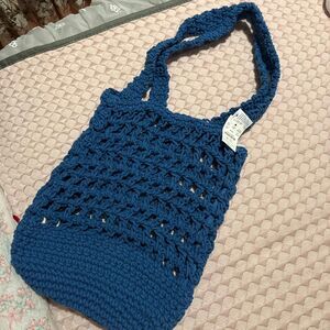 J.Crew Blue Crochet Tote Bag